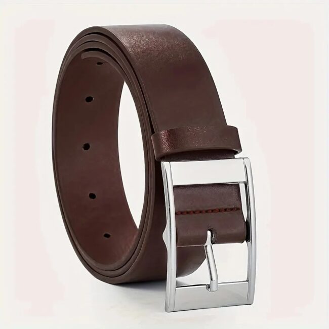 New Luxury Belt for Men PU Leather Belt Metal Pin Buckle