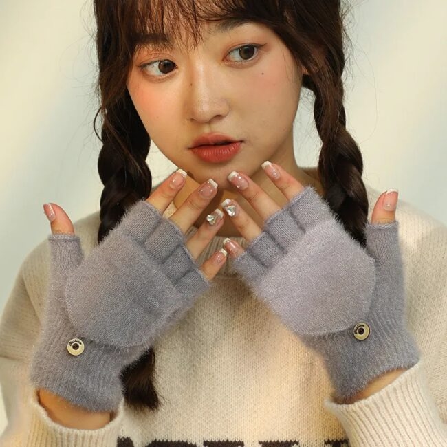 Flip Fingerless Half Finger Gloves Soft - Image 3