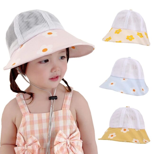 Summer Kids Sun Hats for Girls Big Brim Mesh Baby Girl