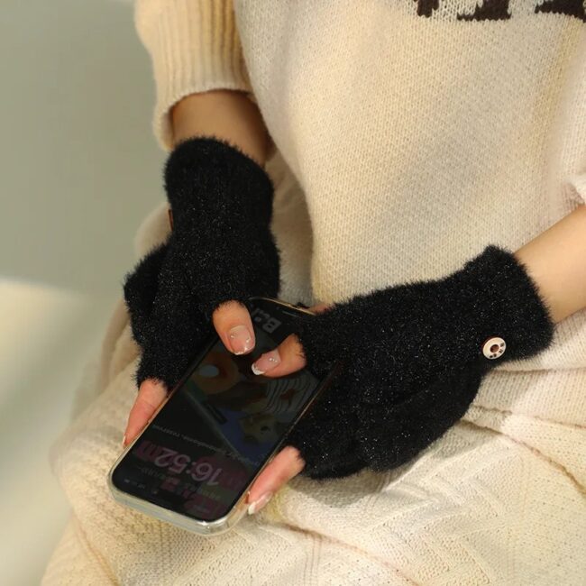 Flip Fingerless Half Finger Gloves Soft - Image 10