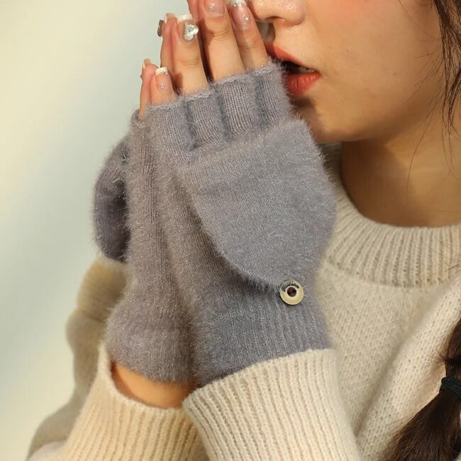 Flip Fingerless Half Finger Gloves Soft - Image 13