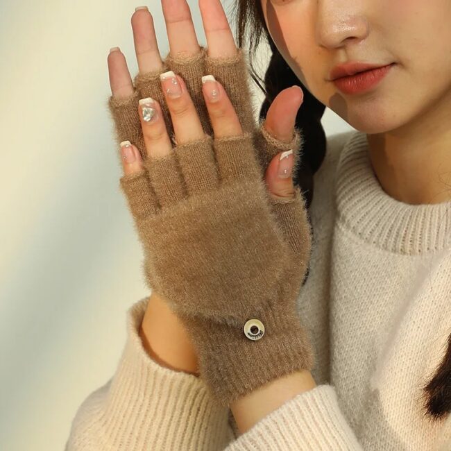 Flip Fingerless Half Finger Gloves Soft - Image 15