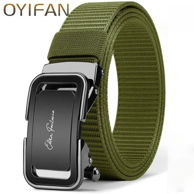 Men Canvas Nylon Belt Automatic Buckle Belt Quick Release Casual Jeans Waistband - Image 8
