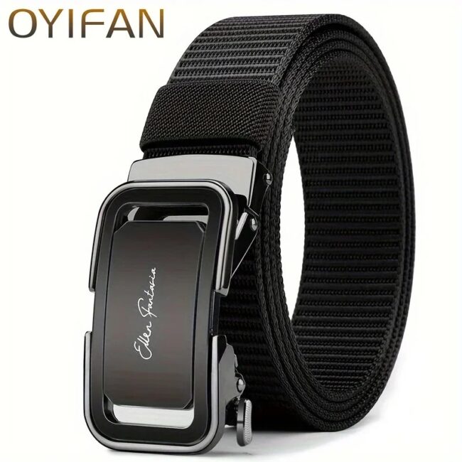 Men Canvas Nylon Belt Automatic Buckle Belt Quick Release Casual Jeans Waistband - Image 9