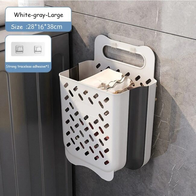 Large Folding Storage Basket Wall Portable Hampers With Removable Liner Bag Fabric Space-Saving For Home Supplies Wastebasket - Image 8