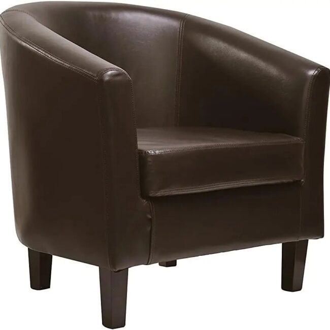 mcc direct Relaxing Tub Chair, Black PU Leather Tub Chair Armchair, Club Chair Living Room, Bedroom Lounge Reception Upholstered