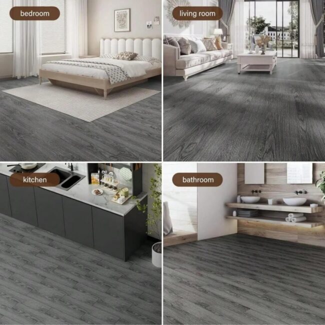 10PCS 51x15cm Wood Grain Texture Self-adhesive Floor Stickers Moisture-Proof Waterproof Wall Sticker Wallpaper for Bedroom - Image 3