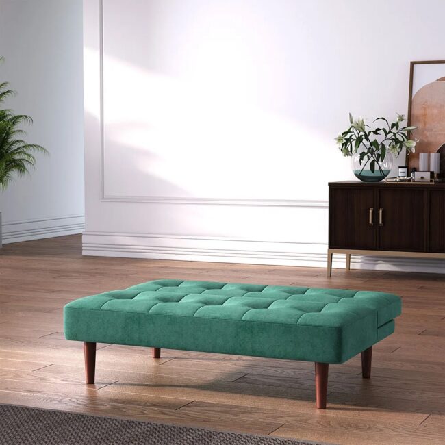 Small Modern 2-Seater Padded Convertible Sofa Bed with Wooden Legs Livingroom Home Decoration Modern Classic - Image 3