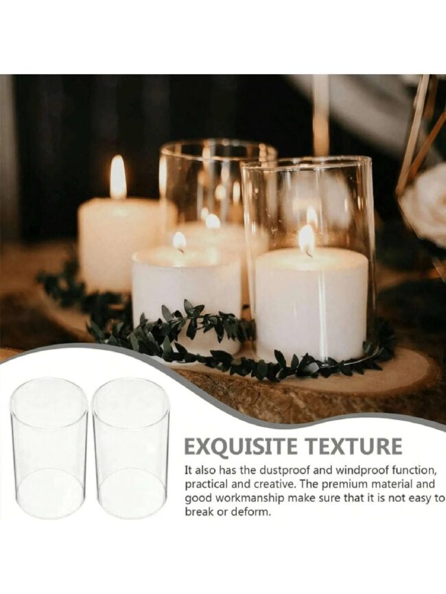 Clear Cylinder Glass Candle Holder Pillar High Borosilicate Glass Candle Holder Vase Wedding Party Decor(Candles Not Included) - Image 2
