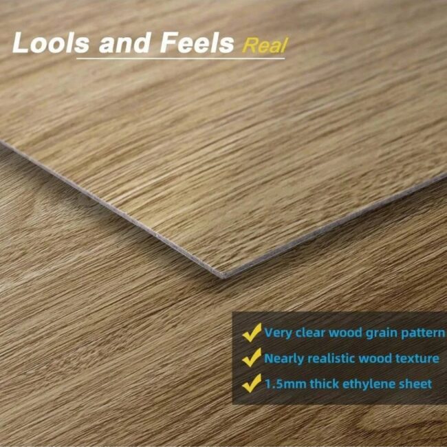 10PCS 51x15cm Wood Grain Texture Self-adhesive Floor Stickers Moisture-Proof Waterproof Wall Sticker Wallpaper for Bedroom - Image 5