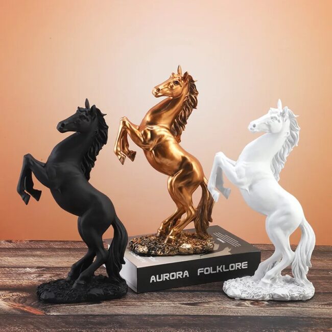 Resin Statue1pc Golden White Black Horse Figure Nordic Abstract Ornaments For Figurines For Interior Sculpture Room Home Decor