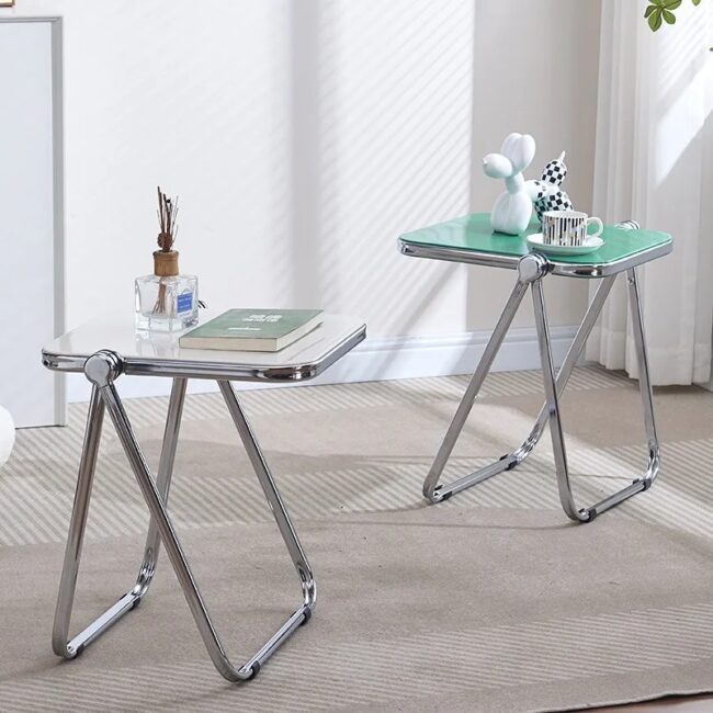 Folding Side Table - Fashionable Transparent Coffee Table for Living Room Sofa Corner & Balcony Coffe Table - Image 6
