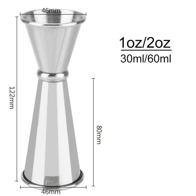 1PCS / 2PCS 60ml Cocktail Wine Shaker Measure Cup Stainless Steel Double Shot Drink Spirit Measure Jigger Kitchen Supplies gadget - Image 6