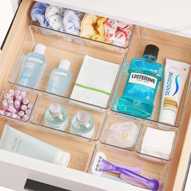 25pc Drawer Organizers Set Clear Plastic Desk Dividers Bins Bedroom Dresser Office Storage Box for Makeup Jewelries Gadgets - Image 4