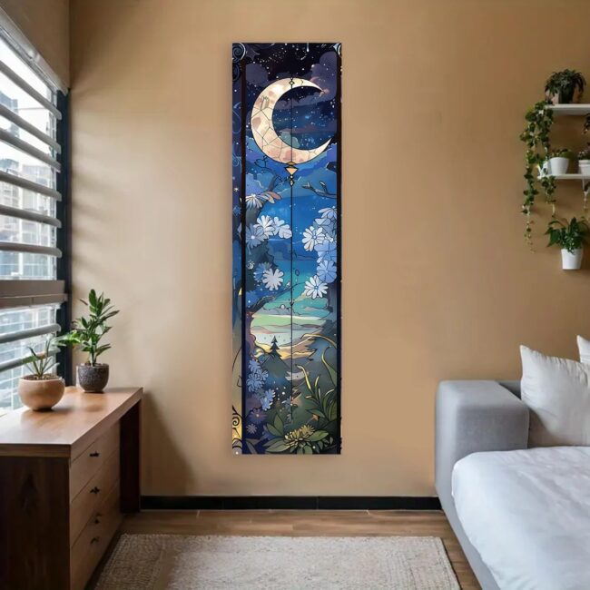 Landscape Vertical Banner Sun And Moon Tapestry Tree of Life Floral Starry Night Wall Decoration Aesthetic Tapestry Home Decor - Image 7