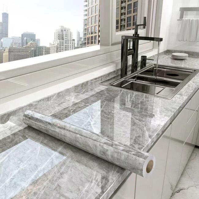 40cm decorative waterproof and mildew proof marble self-adhesive wallpaper bathroom cabinet countertop kitchen wall sticker - Image 19