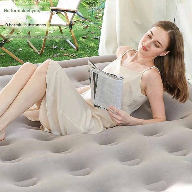 Camping Air bed with Backrest 2 Persons Inflatable Mattress Camping Folding Home Indoor Outdoor Air Cushion 48cm High Bed - Image 4