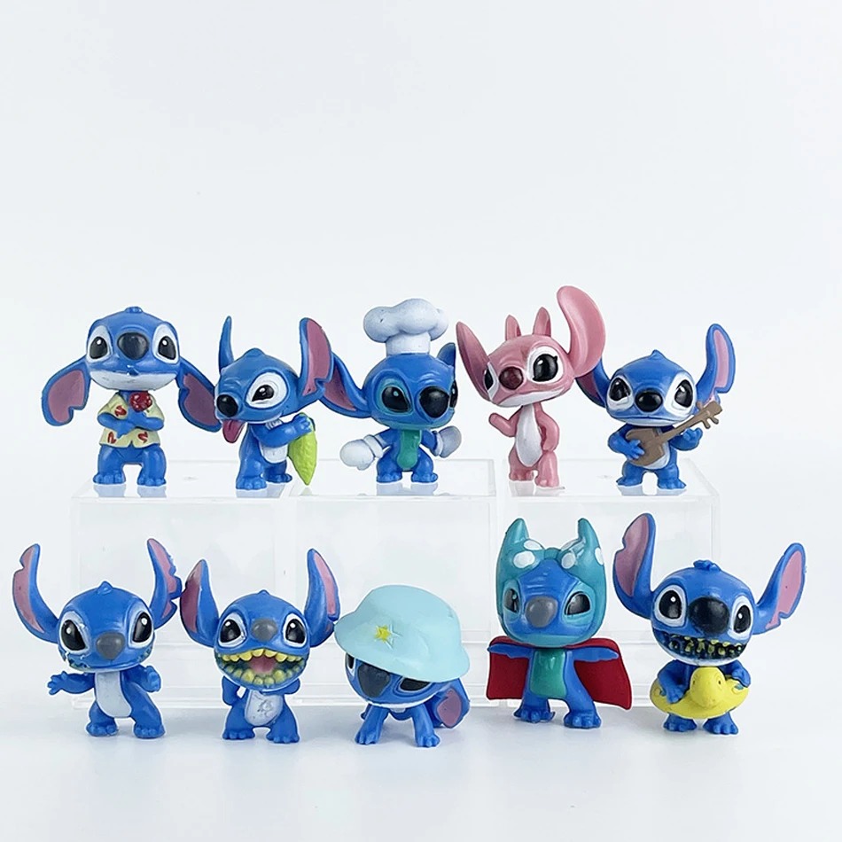 10Pcs/Set Cartoon Anime Lilo & Stitch Angel Action Figure Model Desktop Ornament Collection Birthday Cake Decoration Kids Toys - Image 7