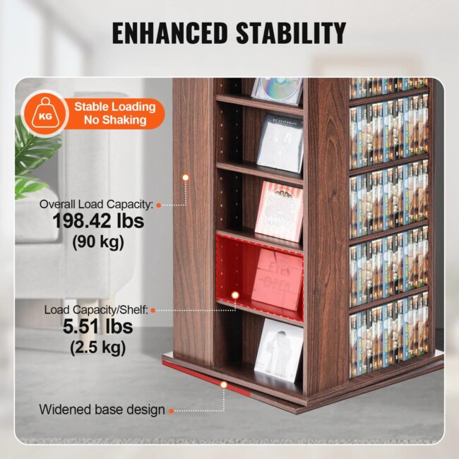 SucceBuy Media Storage Cabinet Rotating Media Tower Protects And Organizes Music Movie Video Games CD or Memorabilia Collections - Image 3