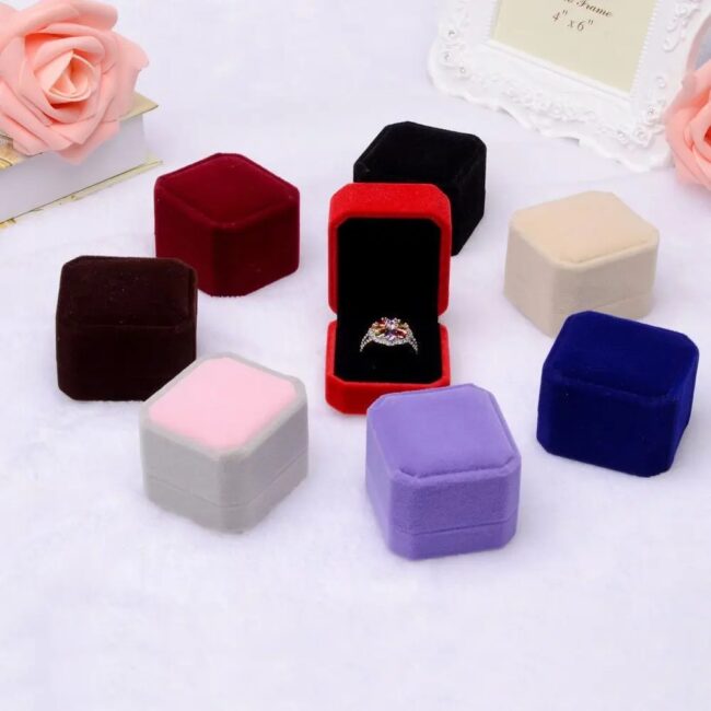 Velvet Jewelry Box Octagonal Earring Ring Box Wedding Ring Box Jewelry Display Holder Organizer Storage Gift Packaging Case