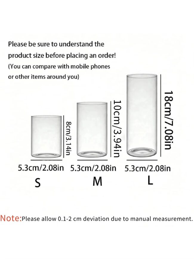 Clear Cylinder Glass Candle Holder Pillar High Borosilicate Glass Candle Holder Vase Wedding Party Decor(Candles Not Included) - Image 9