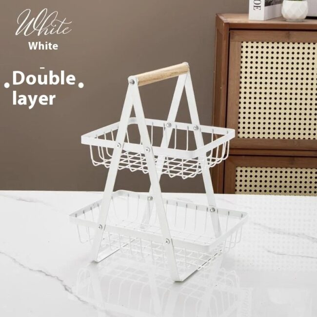 2 Tiers & 3 Tiers Countertop Fruit Basket Portable Iron Art Kitchen Organizer for Fruits Bread Snacks Storage Rack - Image 10