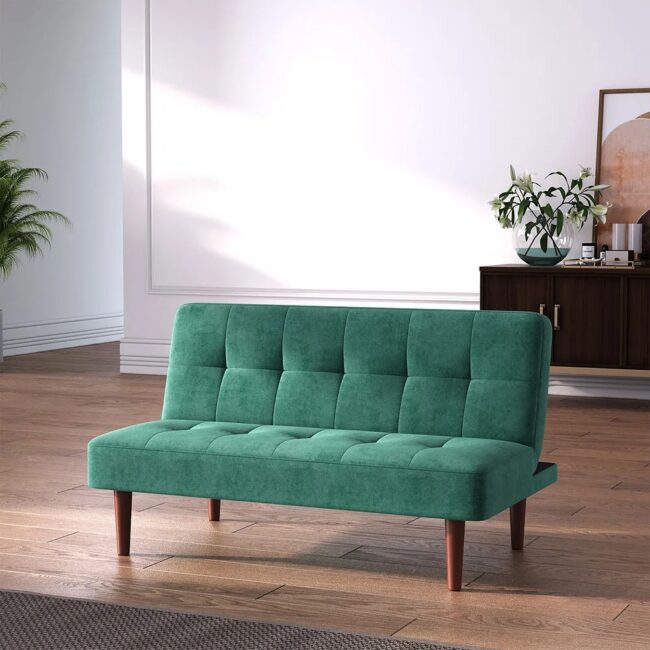 Small Modern 2-Seater Padded Convertible Sofa Bed with Wooden Legs Livingroom Home Decoration Modern Classic - Image 5