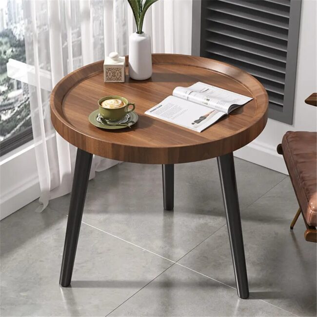 LUVODI Irregular Living Room Coffee Table Set Small Drop-shaped Solid Wooden Sofa Side End Table 2-in1 with Triangle Legs - Image 4