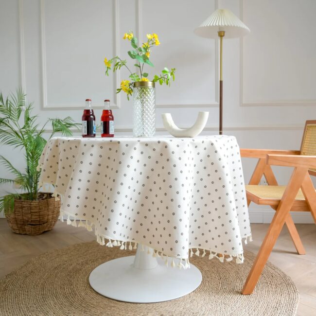 Printing Tassel Tablecloth Stain Resistant Dust-Proof Table Cover for Kitchen Tabletop Home Dining Table Decoration Accessories - Image 7