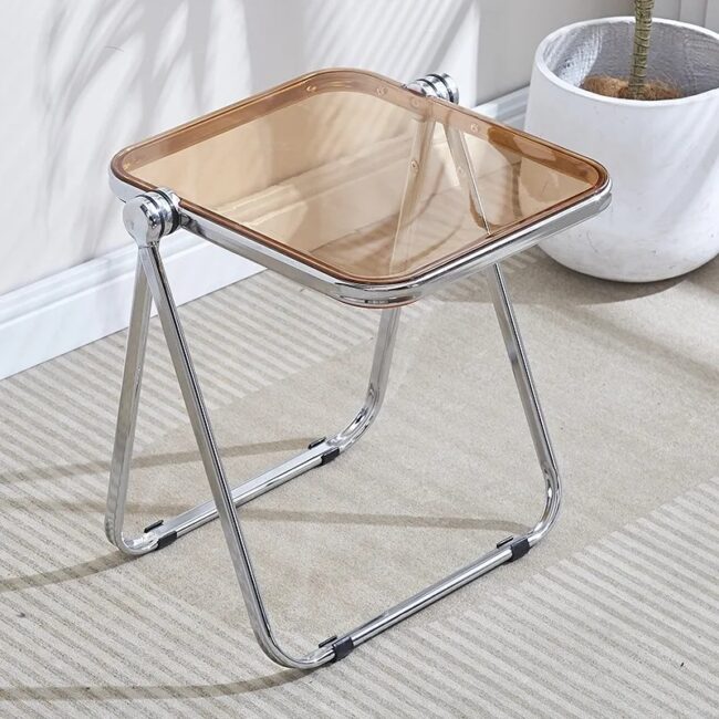 Folding Side Table - Fashionable Transparent Coffee Table for Living Room Sofa Corner & Balcony Coffe Table - Image 3