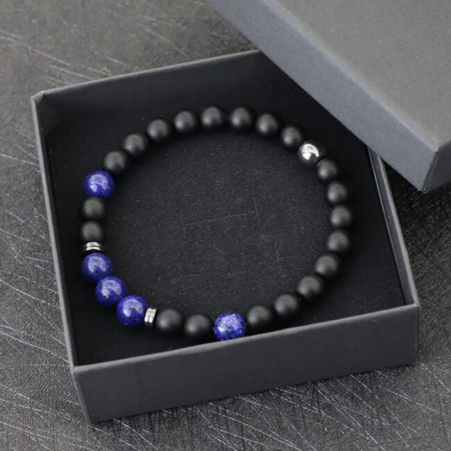 Noter Handmade Mens Bracelet 8mm Onyx Tiger Eyes Stone Beaded Braclet Hematite Healing Braslet Cadeau Homme Leisure Accessories