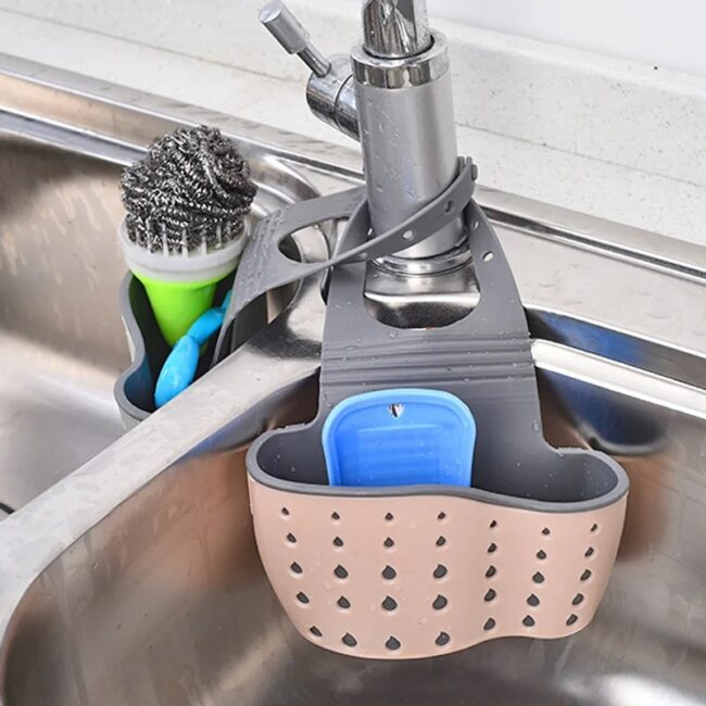 Double-layer Sink Hanging Bag Kitchen Rack Faucet Sponge Holder Storage Hanging Basket Kitchen Storage Rack Sink Accessories - Image 5