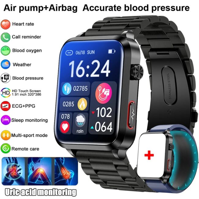 2025 New Smart Watch men For huawei Air Pump Airbag health watch True Accurately Blood Pressure Uric Acid Blood Lipids watch