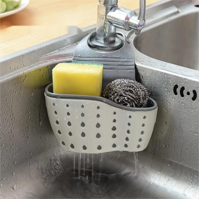 Double-layer Sink Hanging Bag Kitchen Rack Faucet Sponge Holder Storage Hanging Basket Kitchen Storage Rack Sink Accessories - Image 3