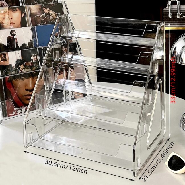 CD rack, album storage box, vinyl record, mini disc collection display rack, CD tape, transparent storage rack - Image 4