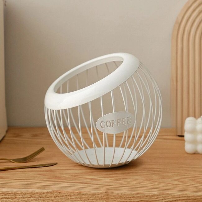 Iron craft fruit basket, coffee capsule storage basket, desktop decoration, tea table, snacks, dried fruits, candy storage - Image 8