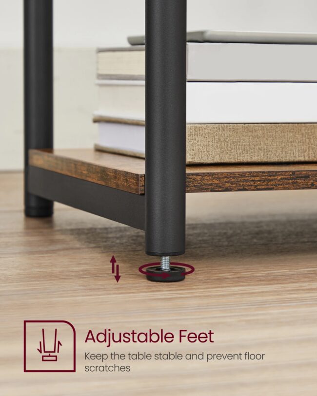 VASAGLE Sofa Side Table, 3-Tier End Table, Bedside Table with Steel Frame - Image 5