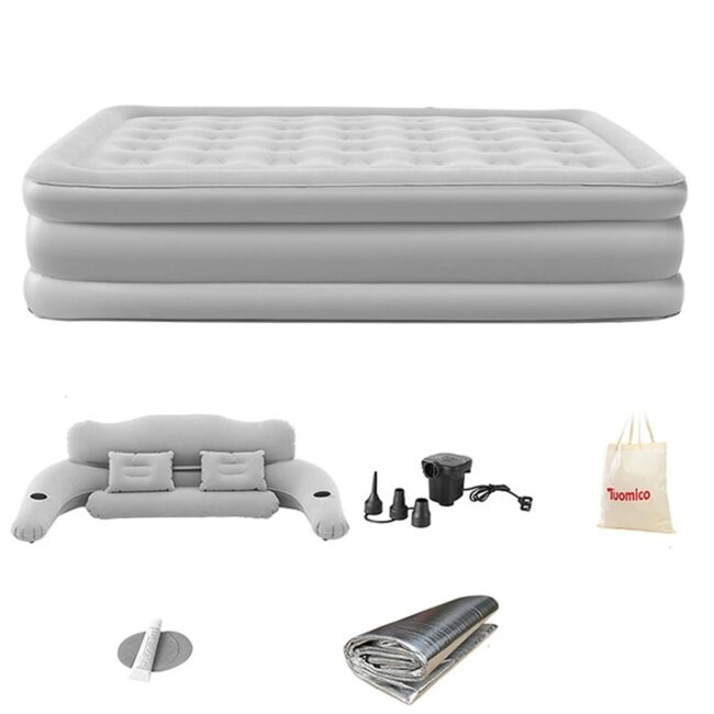 Camping Air bed with Backrest 2 Persons Inflatable Mattress Camping Folding Home Indoor Outdoor Air Cushion 48cm High Bed - Image 5