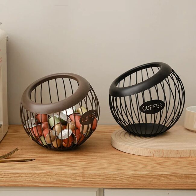 Iron craft fruit basket, coffee capsule storage basket, desktop decoration, tea table, snacks, dried fruits, candy storage - Image 5