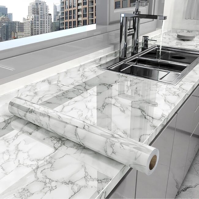 40cm decorative waterproof and mildew proof marble self-adhesive wallpaper bathroom cabinet countertop kitchen wall sticker - Image 20