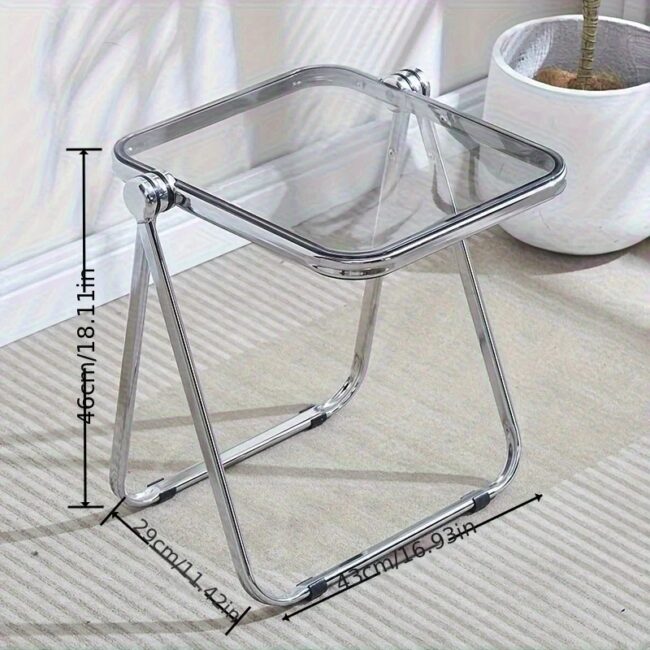 Folding Side Table - Fashionable Transparent Coffee Table for Living Room Sofa Corner & Balcony Coffe Table - Image 5