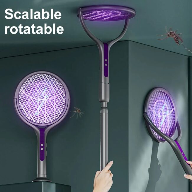 Rotating Head Mosquito Swatter Rechargeable Fly Zapper 2 in 1 Fly Killer and Mosquito Trap Lamp for Indoor and Outdoor - Image 4