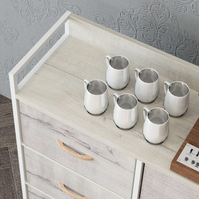 HOMCOM Bedroom Chest of Drawers 6 Drawer Dresser w/ Shelf, Natural - Image 4