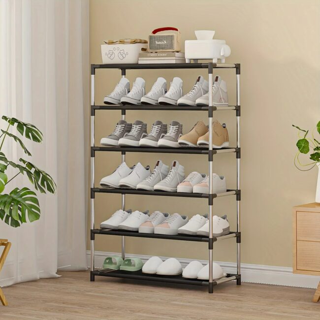 2025 6/7 Tier Stackable Wardrobe Shoe Rack - Space-Saving Storage for Entryways, Hallways & Closets, in Black，Simple shoe rack