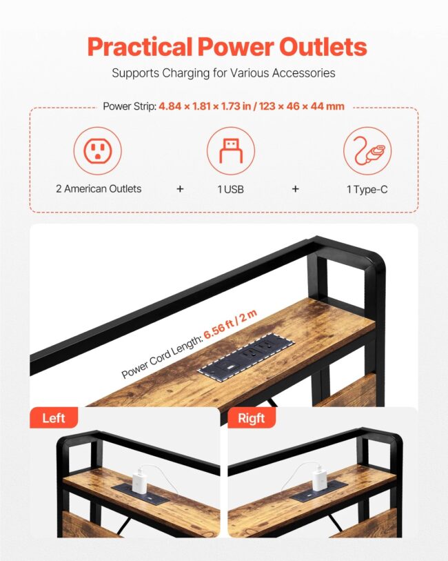 VEVOR Bed Headboard King Size Freestanding Head Board with Outlets & USB Port Adjustable Headboard for Different Bed Frames - Image 3