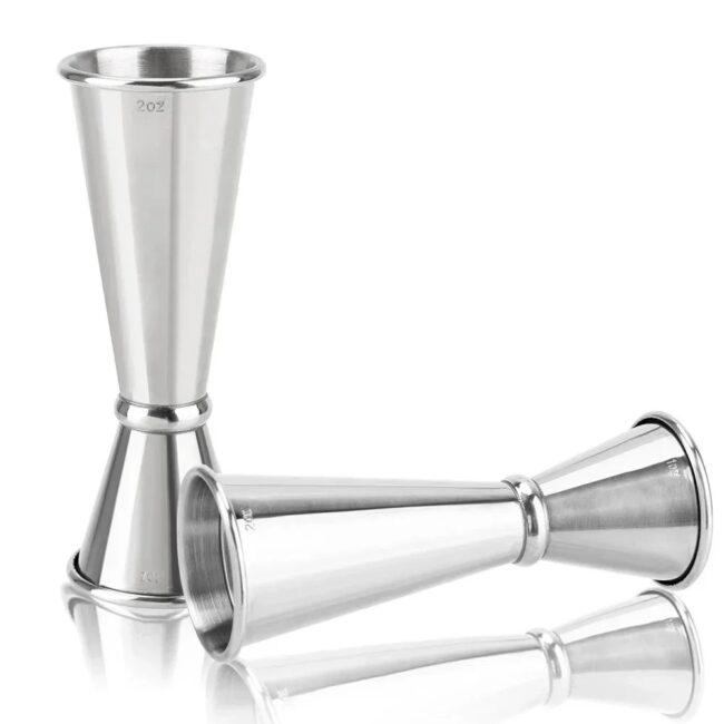 1PCS / 2PCS 60ml Cocktail Wine Shaker Measure Cup Stainless Steel Double Shot Drink Spirit Measure Jigger Kitchen Supplies gadget