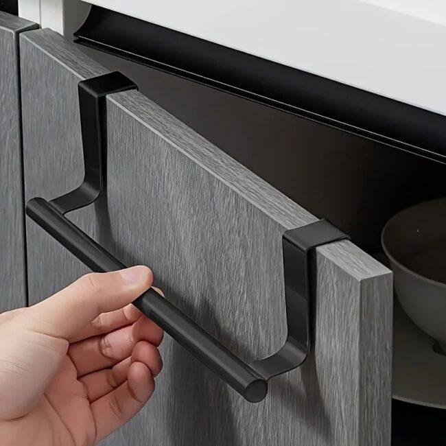 1pc Contemporary Stainless Steel Kitchen Towel Hook, Wall Mount Easy Install, Modern Design for Home Organization