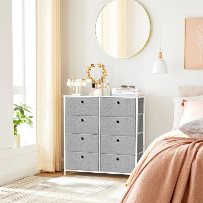 SONGMICS Chest of Drawers, Storage Unit with 8 Easy Pull Fabric Drawers, Dresser, Organiser Unit with Metal Frame - Image 5