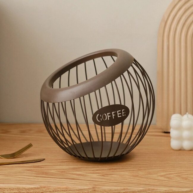 Iron craft fruit basket, coffee capsule storage basket, desktop decoration, tea table, snacks, dried fruits, candy storage - Image 6
