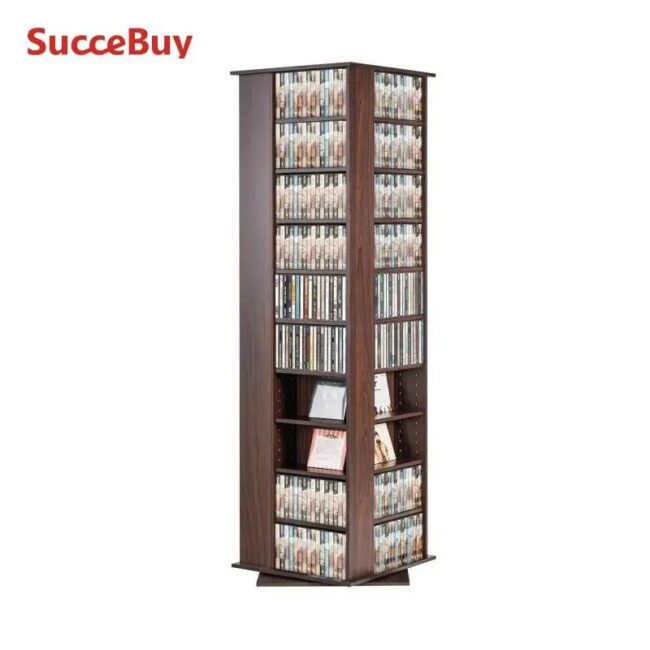 SucceBuy Media Storage Cabinet Rotating Media Tower Protects And Organizes Music Movie Video Games CD or Memorabilia Collections